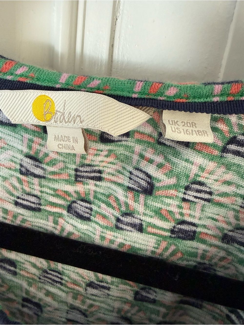 Boden Green Knit Dress with Navy & Coral Sunburst Print Women's size XL 16/18 - Picture 2 of 5